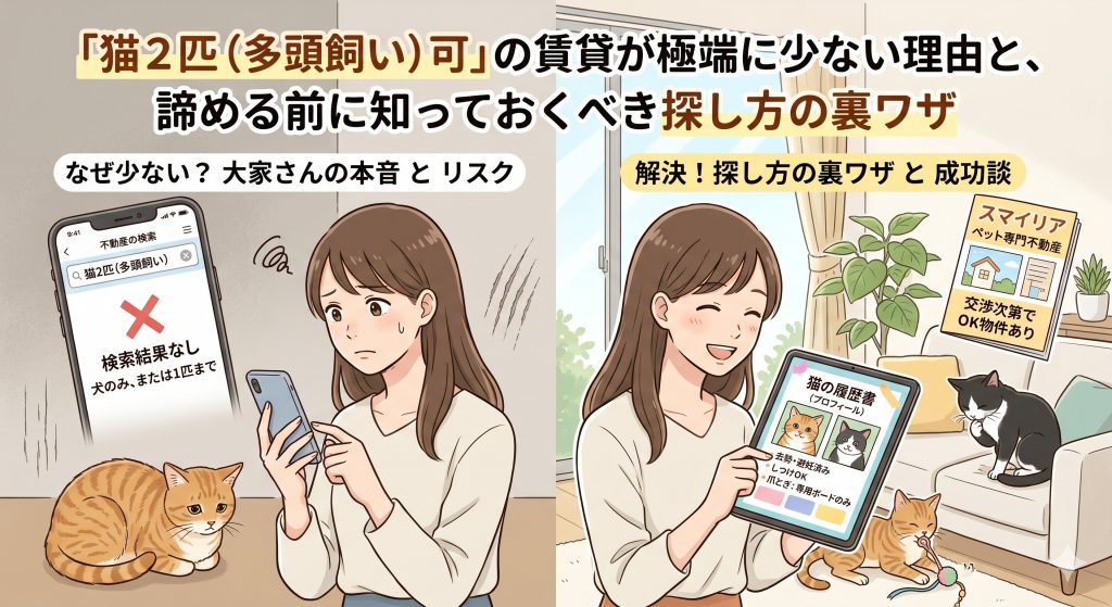 「猫2匹(多頭飼い)可」の賃貸が極端に少ない理由と、諦める前に知っておくべき探し方の裏ワザ