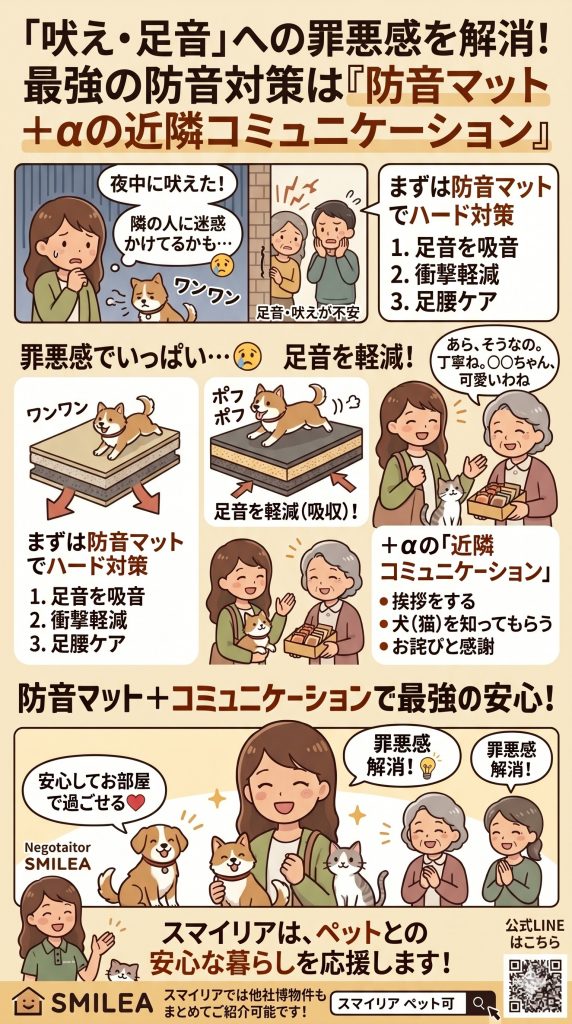 「吠え・足音」への罪悪感を解消する。防音マット+αの「近隣コミュニケーション」という最強の防音対策