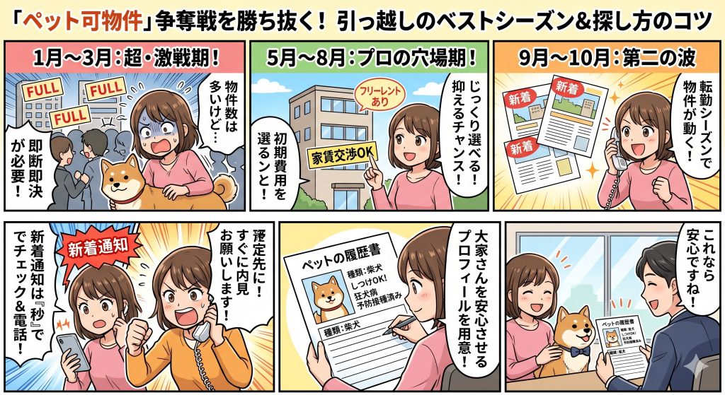 ペット可物件の争奪戦を勝ち抜く!良いお部屋が出やすい「引っ越しのベストシーズン」と探し方のコツ
