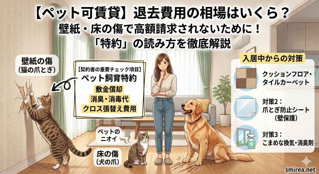 【ペット可賃貸】退去費用の相場はいくら?壁紙や床の傷で高額請求されないための対策と「特約」の読み方